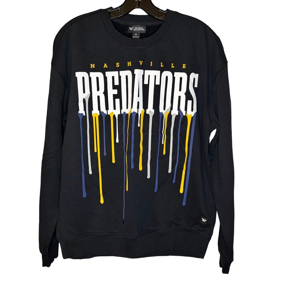 RARE Nashville Predators Sweatshirt by The Wild Collective Black Paint Drip Sz M